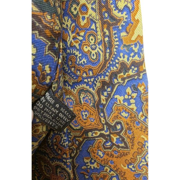 Vintage Gucci Paisley Silk Tie Made In Italy Brown Blue 1980s Designer - Picture 5 of 10